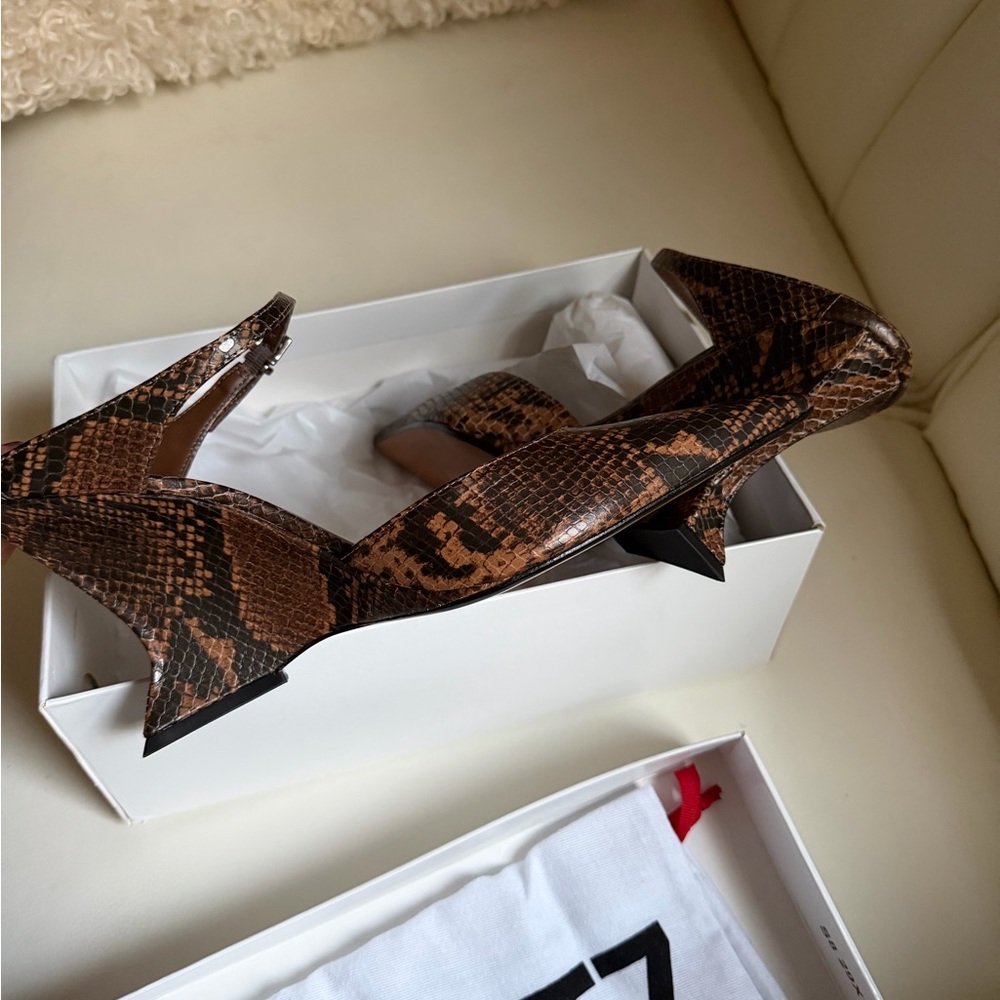 SCHUTZ Tan Snake Print Heels - Picture 5 of 10